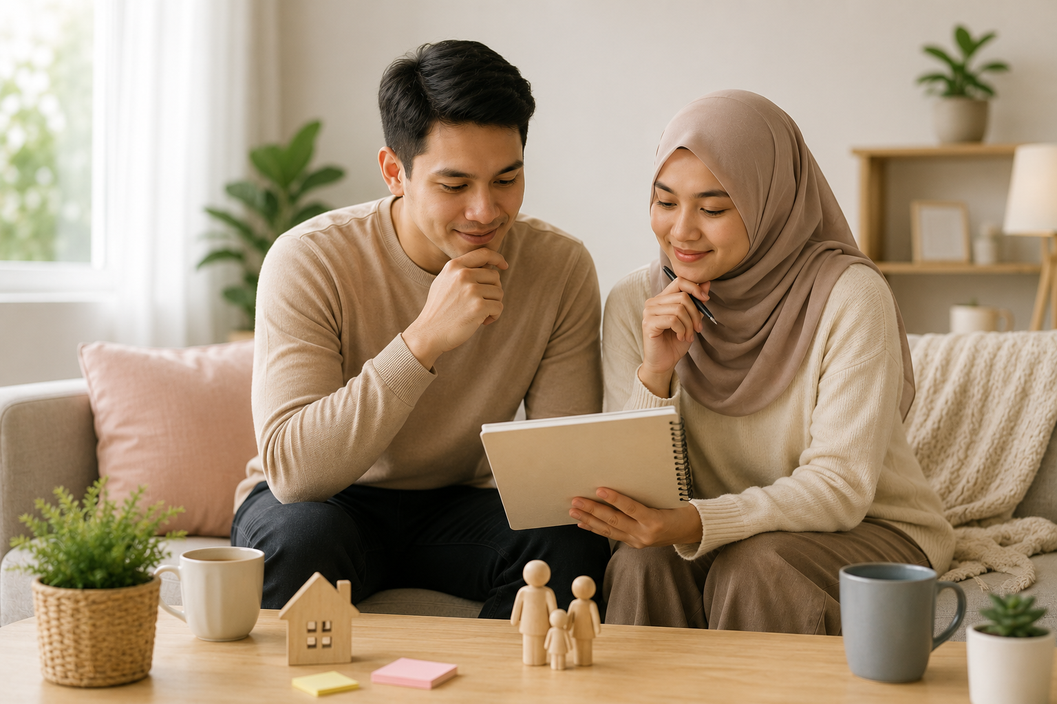 Couple discussing and reflecting on their future parenting journey